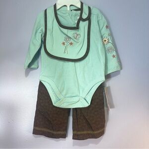 *5/$15* Sonoma 3 piece embroidered cotton outfit girls 0-3m